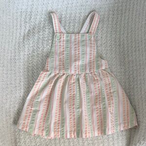 Carter's Pink and Green Striped Cotton Pinafore Dress